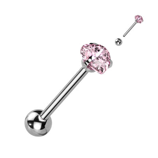 Barre Langue Zircone En Coeur