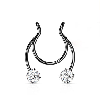 Faux Piercing au nez Fer à cheval Zirconia Pliable