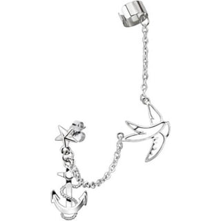 Bouton d'Oreille Manchette d'Oreille Ancre Hirondelle Argent