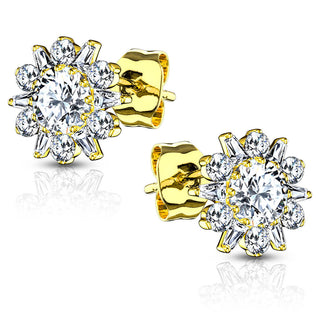 Argent 925 Bouton d'Oreille Fleur Zircone