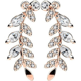 Boucle d'Oreille Grimpante Feuilles Zircone