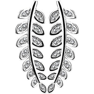 Boucle d'Oreille Grimpante Feuilles Argent Zircone