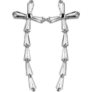 Boucle d'Oreille Grimpante Croix Zircone