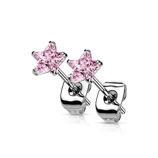 Argent 925 Bouton d'Oreille Zircone Argent Étoile