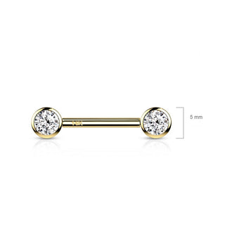Or 14kt Téton Zircone Ronde Enfoncer