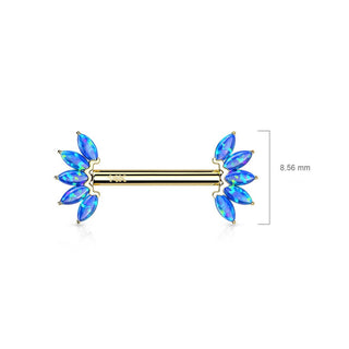 Or 14kt Téton Marquise 5 Opale Enfoncer
