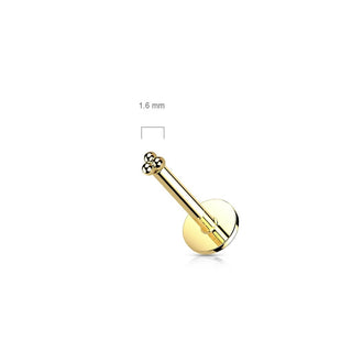 Or 14kt Labret Bille Triangle Enfoncer