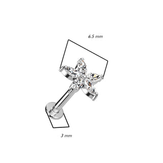 Or 14kt Labret Fleur Zircone Enfoncer
