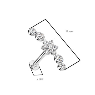 Or 14kt Labret Fleur Zircone Enfoncer