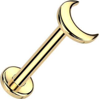 Or 14kt Labret lune plate piercing au nez Enfoncer