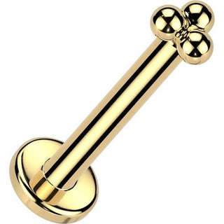 Or 14kt Labret 3 sphères piercing au nez Enfoncer