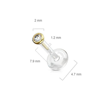 Or 14kt Labret Zircone Ronde