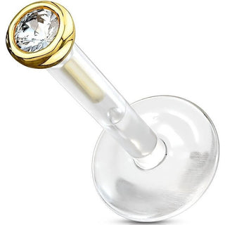 Or 14kt Labret Zircone Ronde