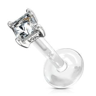 Or 14kt Labret Zircone Carrée