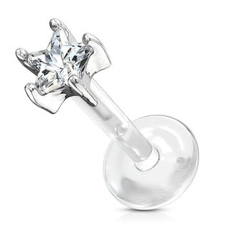 Or 14kt Labret Fleur Zircone