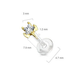 Or 14kt Labret Fleur Zircone