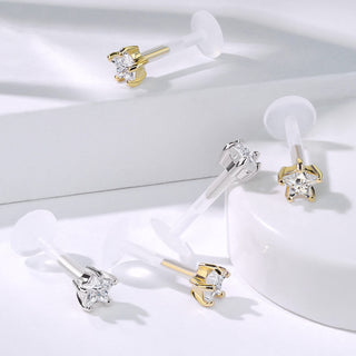 Or 14kt Labret Fleur Zircone