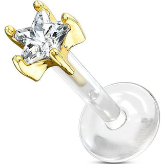Or 14kt Labret Fleur Zircone