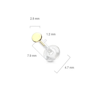 Or 14kt Labret Rond Plat