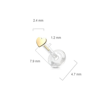 Or 14kt Labret Cœur Plat