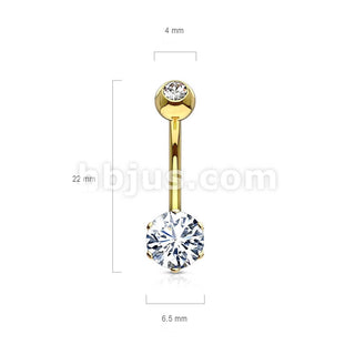 Or 14kt Piercing Nombril Zircone Ronde