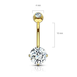 Or 14kt Piercing Nombril Zircone Ronde