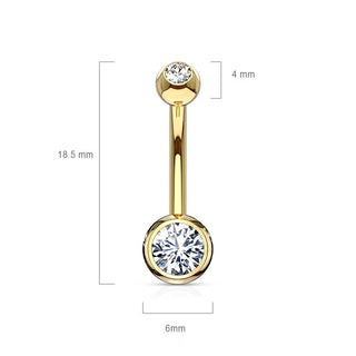 Or 14kt Piercing Nombril Zircone Ronde