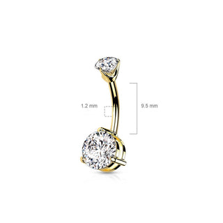 Or 14kt Piercing Nombril Zircone Opale Ronde