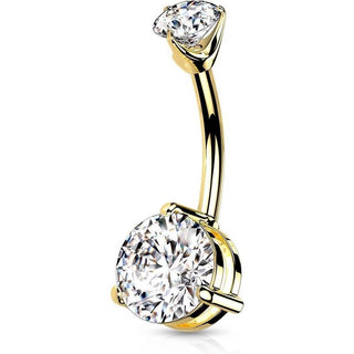 Or 14kt Piercing Nombril Zircone Opale Ronde