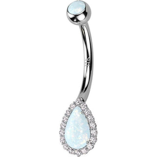 Or 14kt Piercing Nombril Goutte Opale Zircone