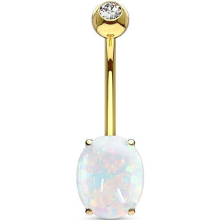 Or 14kt Piercing Nombril Opale Ovale