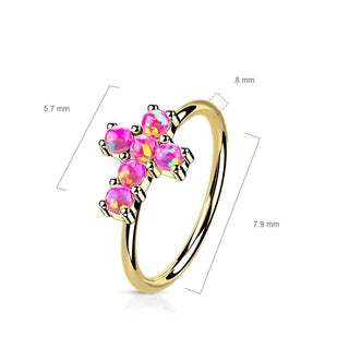Or 14kt Anneau Croix Zircone Pliable