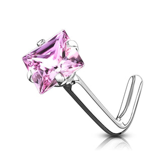 Or 14kt Nez En Forme de L Zircone Carrée