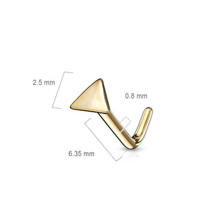 Or 14kt Nez En Forme de L Triangle Plat