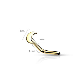 Or 14kt Nez En Forme de L Lune