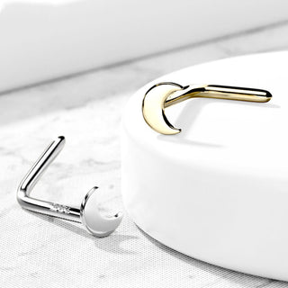 Or 14kt Nez En Forme de L Lune