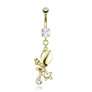 Piercing Nombril Pendentif Fée Zircone Or