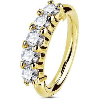 Or 14kt Anneau 5 Zircone Pliable