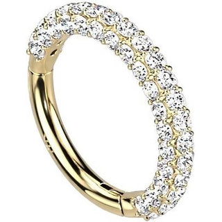 Or 14kt Anneau Zircone Cliqueur