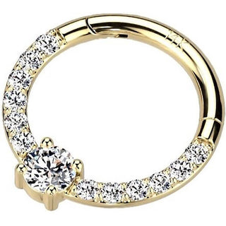 Or 14kt Anneau Zircone Carrée Cliqueur