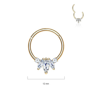 Or 14kt Anneau 3 Marquise Zircone Cliqueur