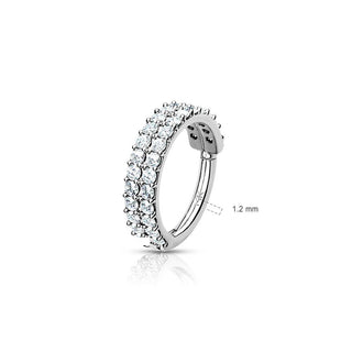 Or 14kt Anneau 2 Lignes Zircone Cliqueur