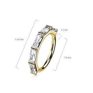 Or 14kt Anneau Zircone Carrée Cliqueur