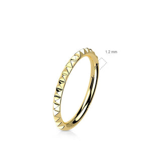 Or 14kt Anneau Coupe Pyramide Cliqueur