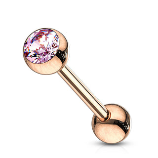 Barre Langue Bille Rose Zircone