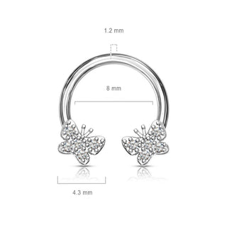 Fer à cheval Papillon Zircone Argent