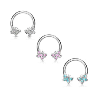 Fer à cheval Papillon Zircone Argent