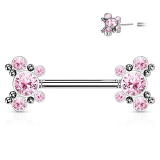 Téton Papillon Zircone Argent Enfoncer