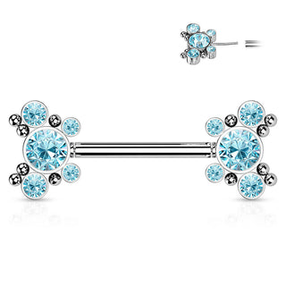 Téton Papillon Zircone Argent Enfoncer