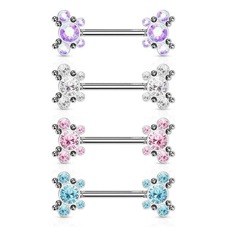 Téton Papillon Zircone Argent Enfoncer